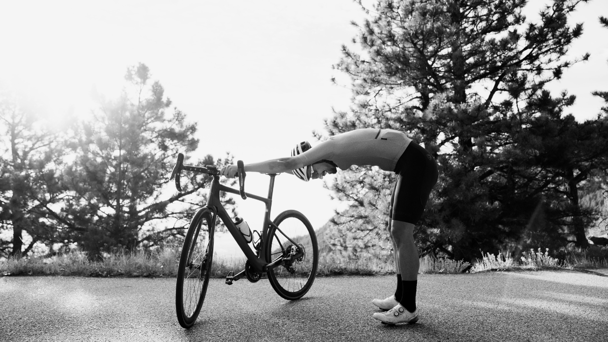Cycling Athlete Standing By Bike In Black And White After A Tiring Training Session Rate Of Perceived Exertion
